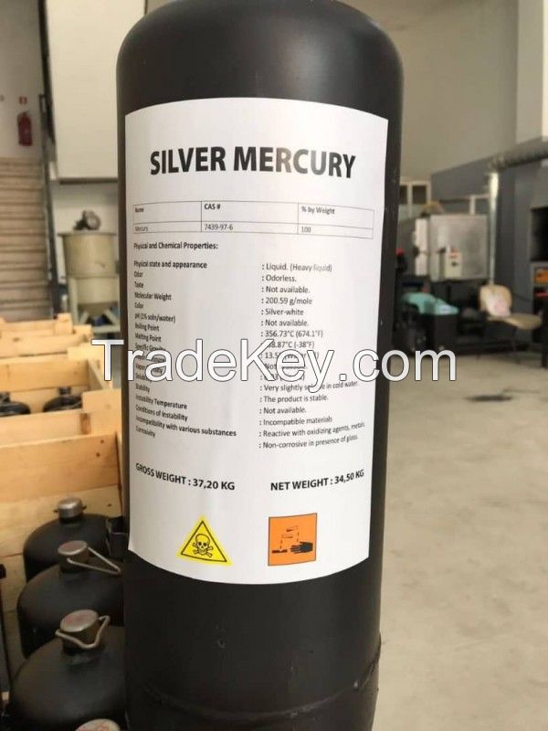 Silver And Red Metallic Liquid Mercury