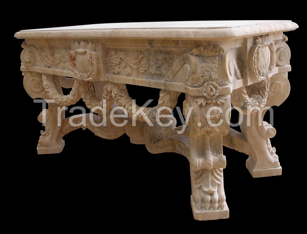 table bench vase marble stone fireplace sculpture handcarved mantel