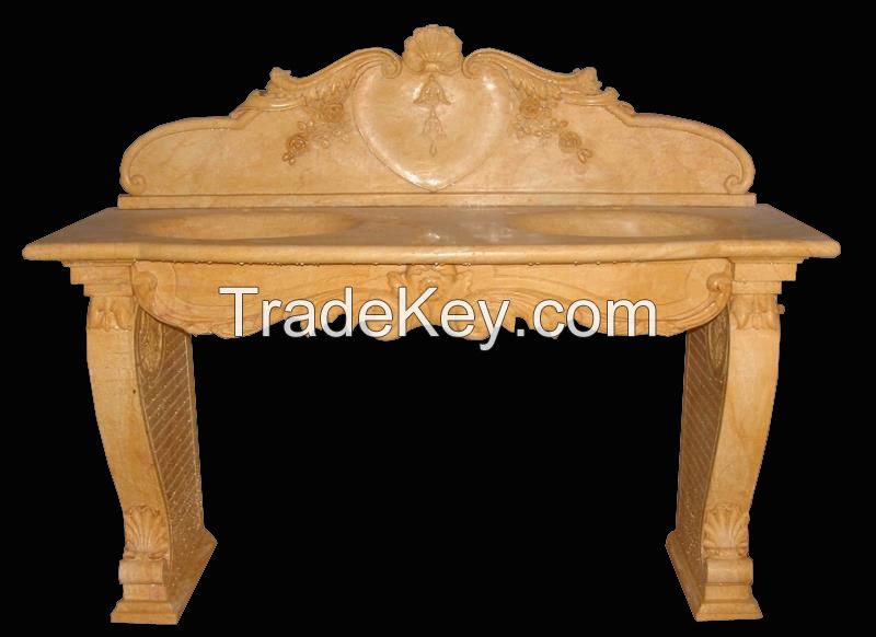 table bench vase marble stone fireplace sculpture handcarved mantel