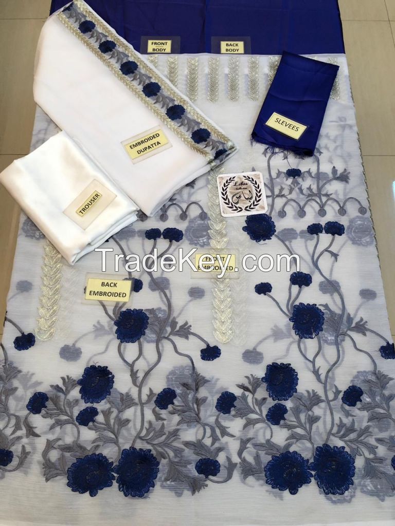 Beautiful Blue and White Indian embroidery suit for Her