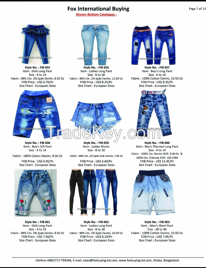 Woven Bottoms Catalogue with Price.