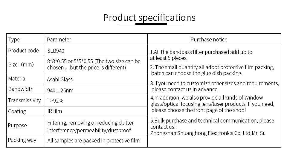 940nm laser glass filter