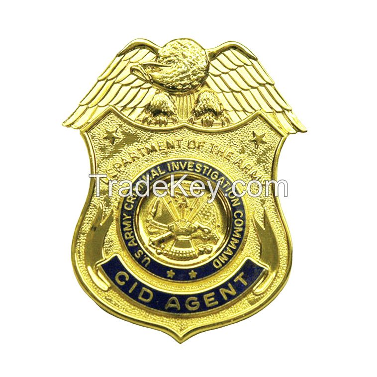 Police Military Security Metal Us Army ID Name Lebel Promotion Training 3D Shoulder Award Gold Silver Plated Enamel Embroidery Patches Factory Custom Badge