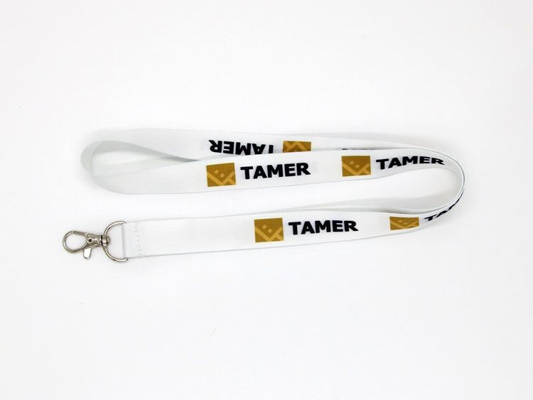 White polyester flat belt lanyard thermal transfer technology custom logo