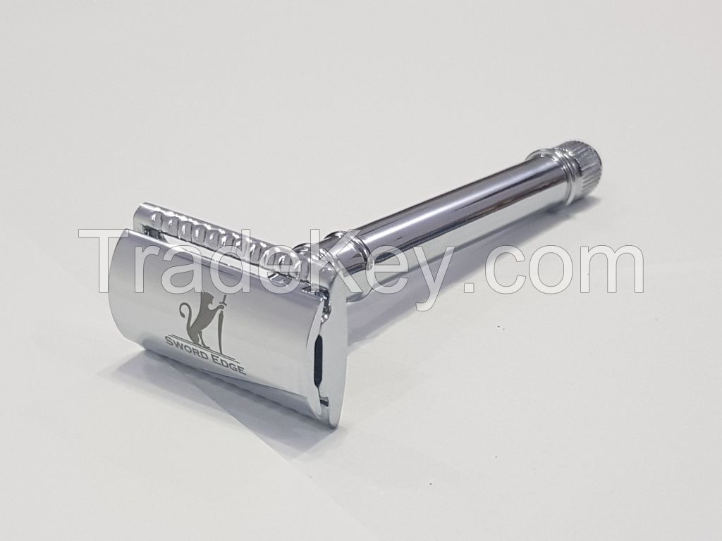 Sword Edge Heavy Duty Double Edge Safety Razor 105 Grams Pewter Head