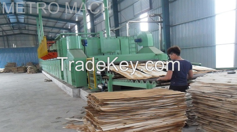 Wood veneer roller conveyor dryer machine