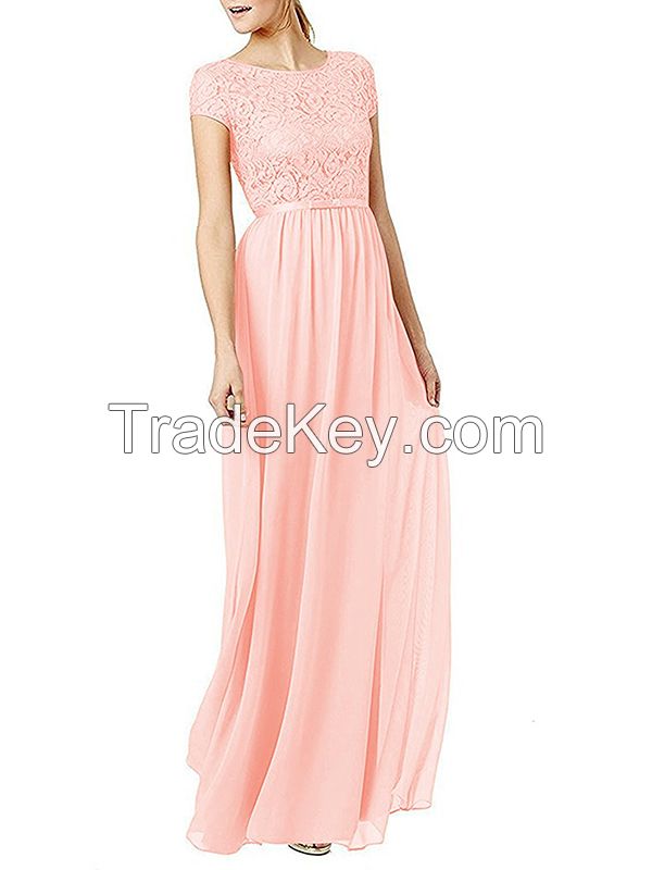 ssyiz cap sleeves long chiffon bridesmaid dresses