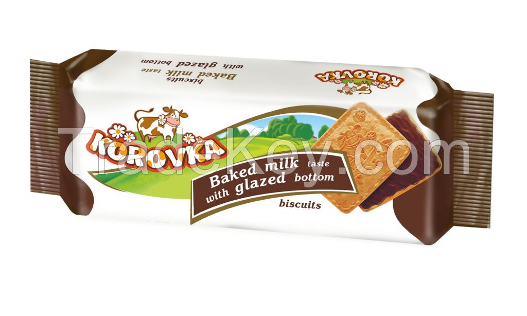 KOROVKA biscuits with glazed bottom baked milk taste