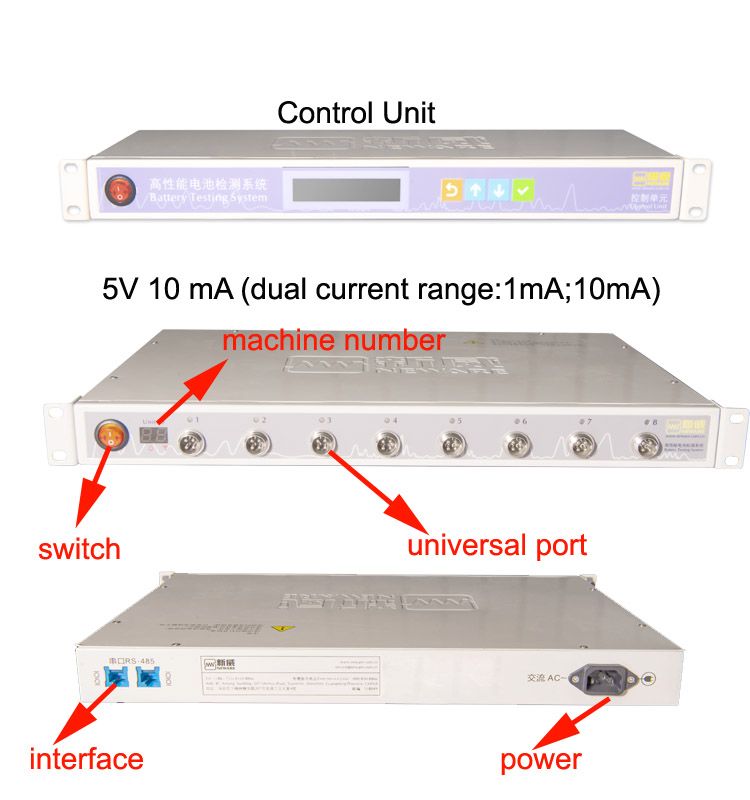 Battery cycler life test equipment of 2 current ranges and 8 channels