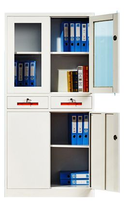 Glass door steel metal file storage cabinet with Drawer