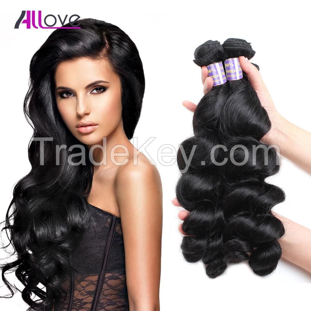 Allove Brazilian human remy hair weaving loose wave 3bundles/lot