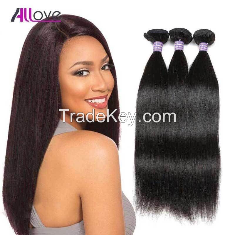 Allove Brazilian human remy hair weaving straight 3 bundles/lot