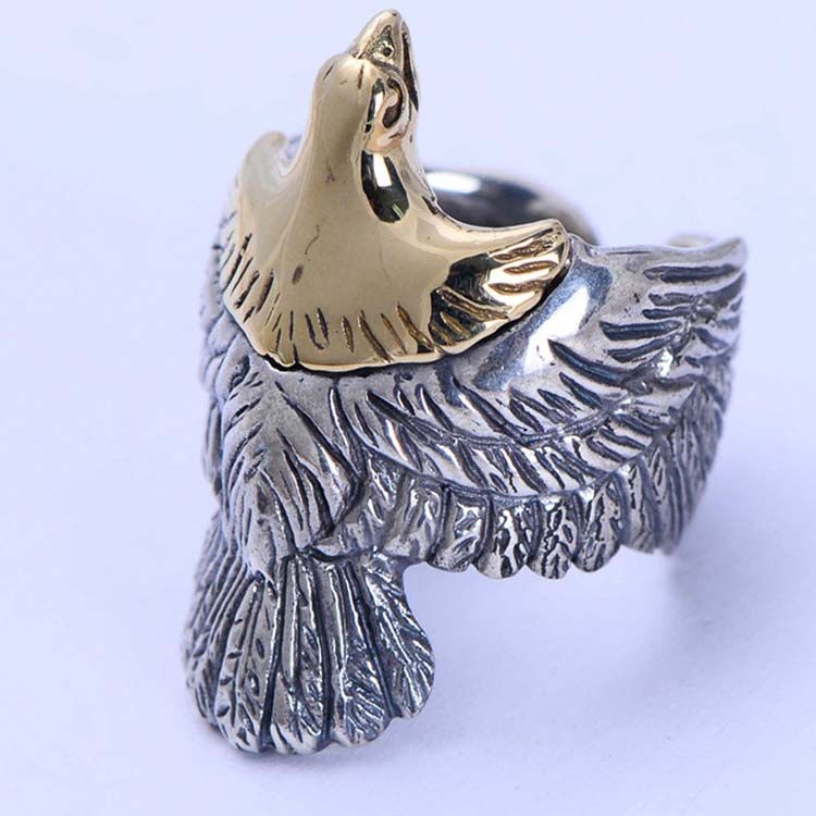 Mens Fashion Jewelry Sterling Silver Eagle Sculpture Skyhawk Ring (XH042519W)