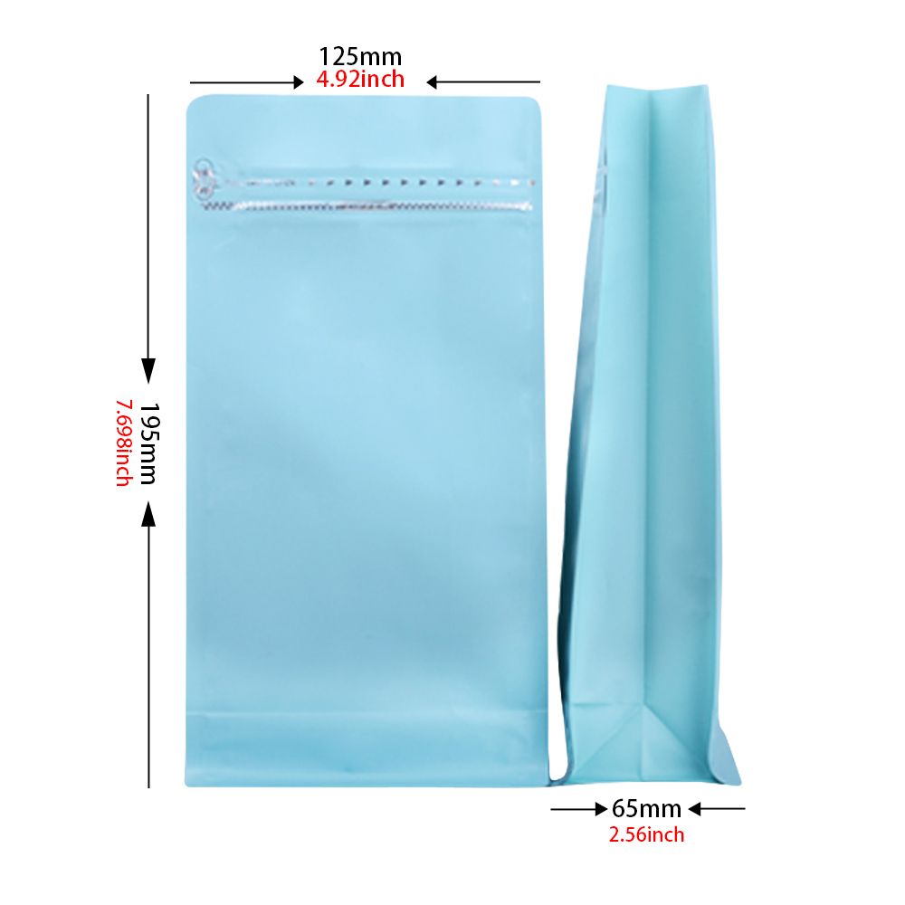 Wholesale blue flat bottom pouch with zipper coffee packaging bags