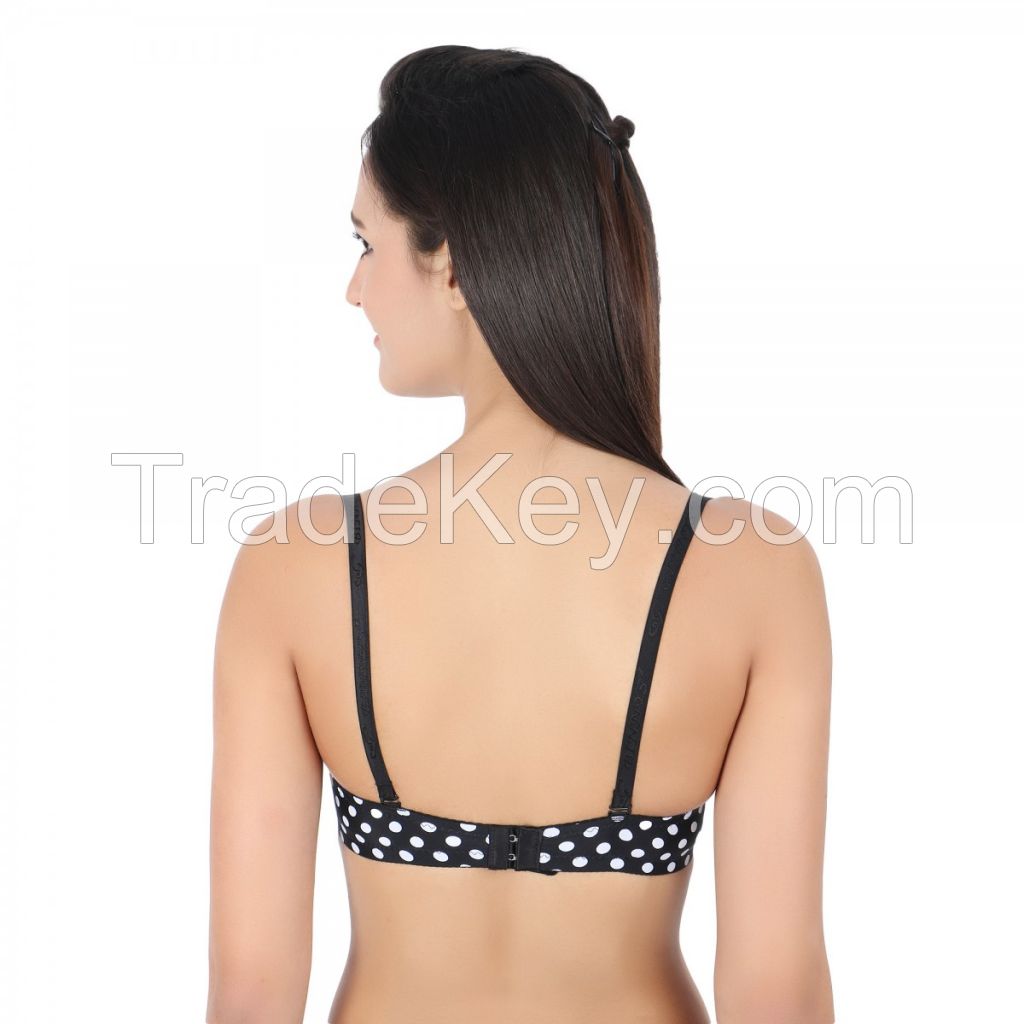 Dotted Pushup Bra Black