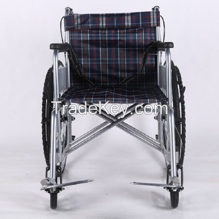 A01Cheapest  Steel Folding wheelchair hospital manual wheelchair for disabled