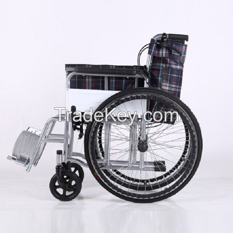 A01Cheapest  Steel Folding wheelchair hospital manual wheelchair for disabled