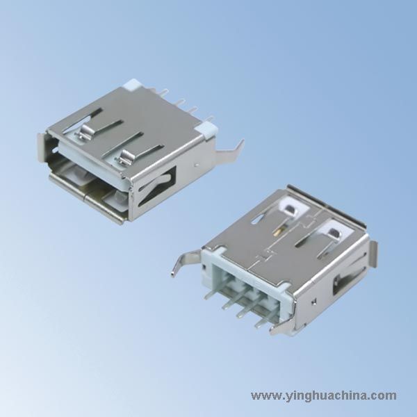 USB A Type Female Connector - Vertical Kinked Tabs 15.0 - No.U8336