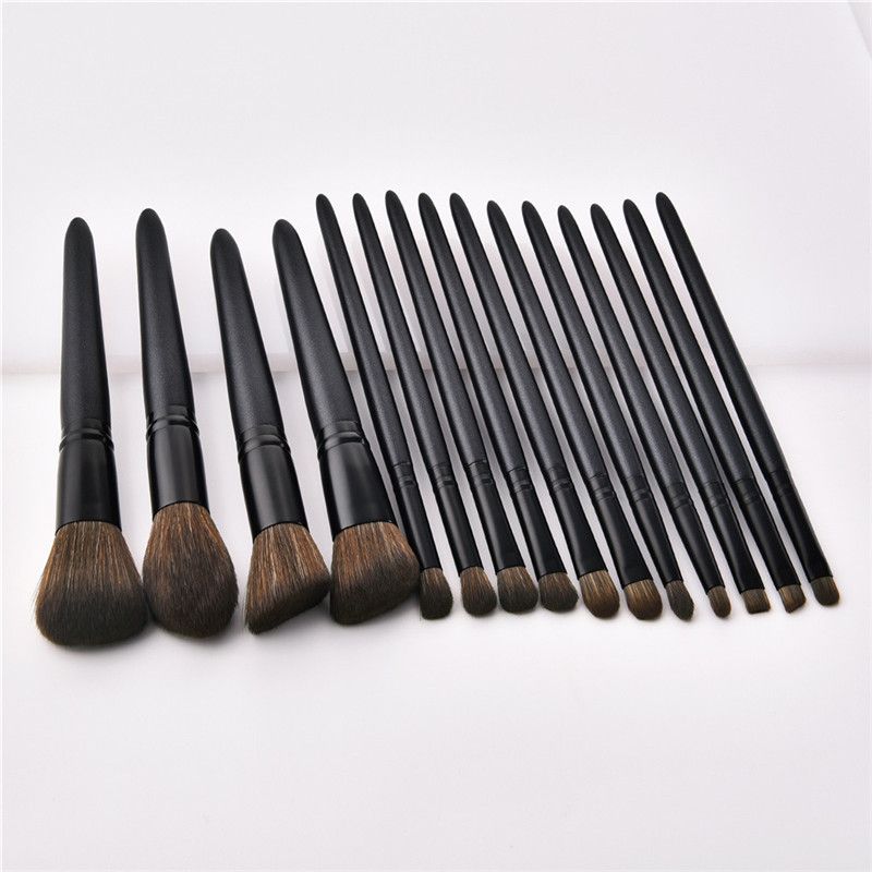 Drop Shipping 15 pcs Wood Handle Eyeshadow Eyebrow Eyeliner Blending Powder Smudge Brush Professional Eyes Makeup Brushes Set