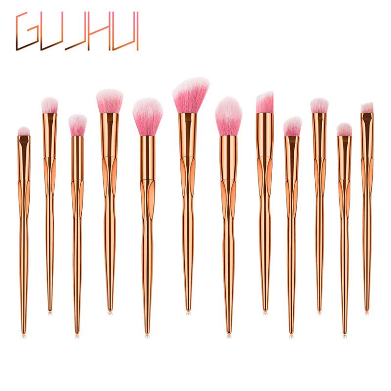 Drop Shipping Makeup Brushes 8pcs Heart type - Rose Gold Set Powder Foundation Eye Shadow Blush Rose Gold Cosmetic Brushes