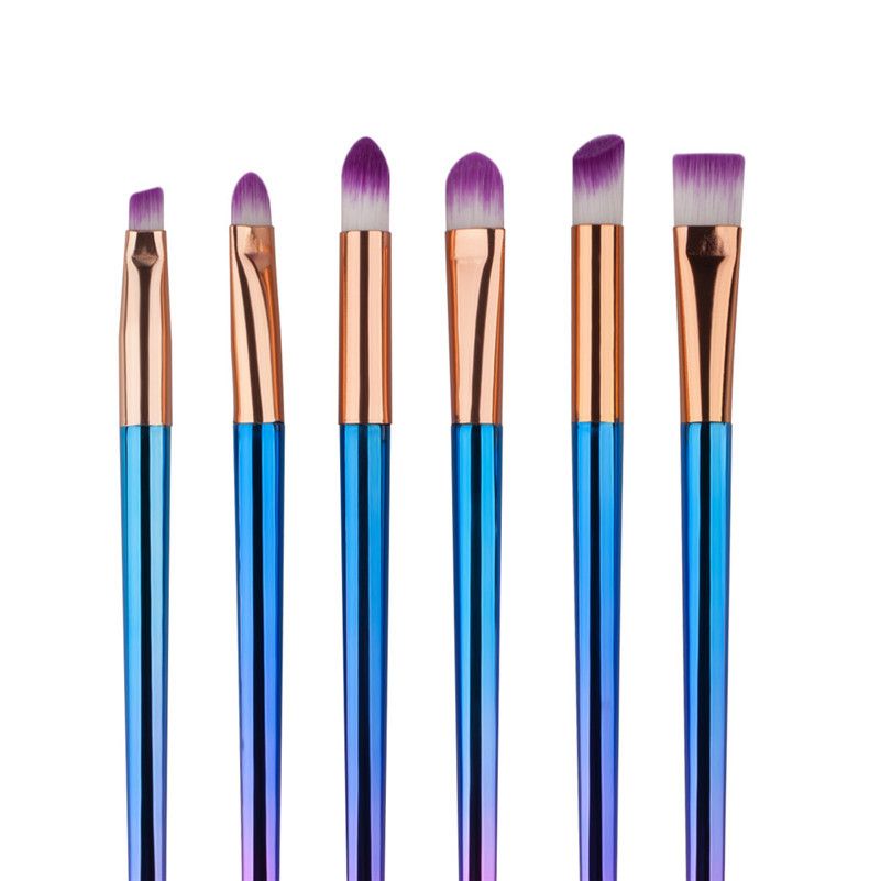 New 6PCS Purple Make Up Foundation Brush Eyebrow Eyeliner Blush Cosmetic Concealer Brushes