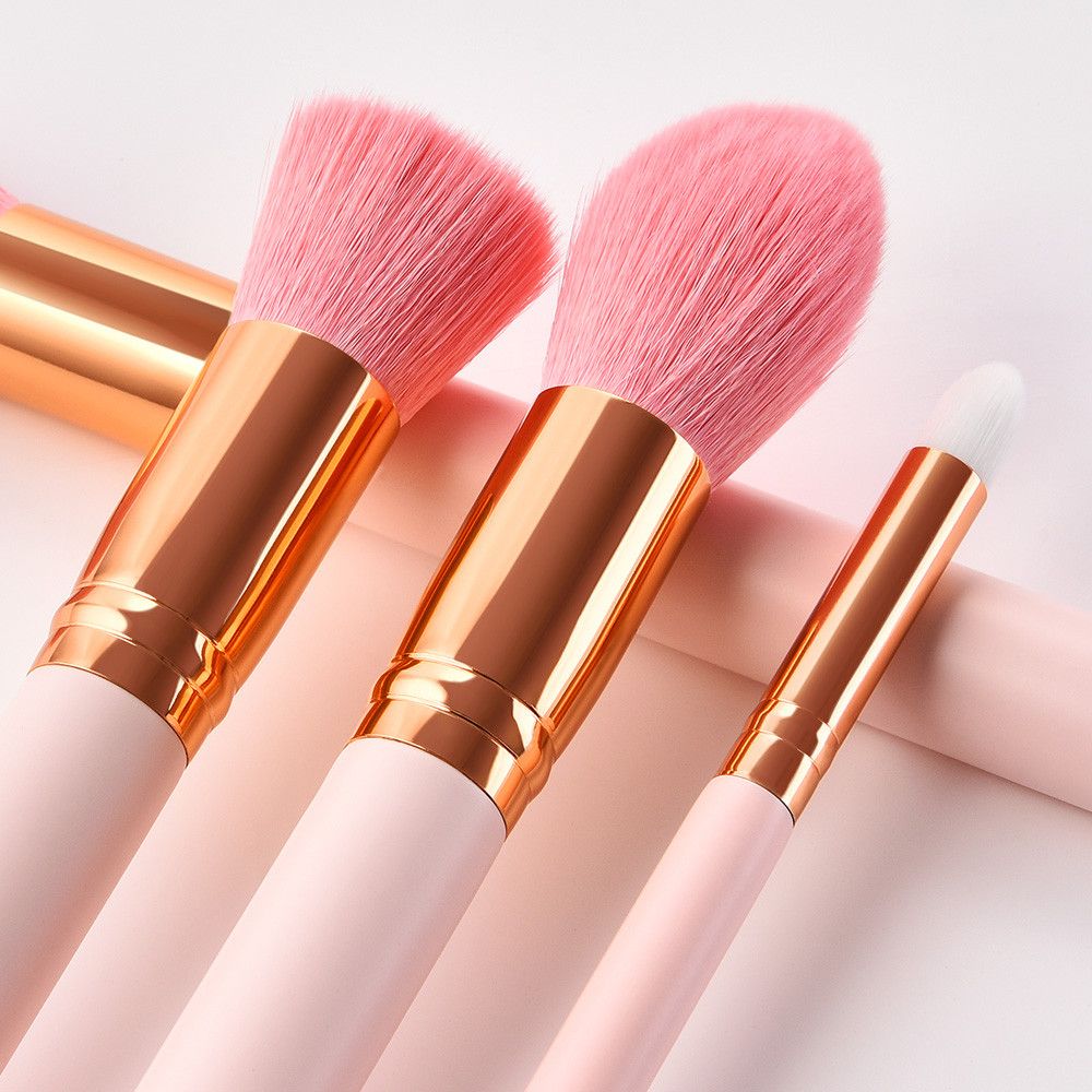 10PCS Wooden Foundation Cosmetic Eyebrow Eyeshadow Brush Makeup Brush Sets Tools Pink Brochas Maquillaje Profesional