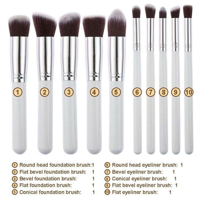 New Arrive 10 pcs Synthetic Kabuki Makeup Brush Set Cosmetics Foundation Blending Blush Makeup Tool