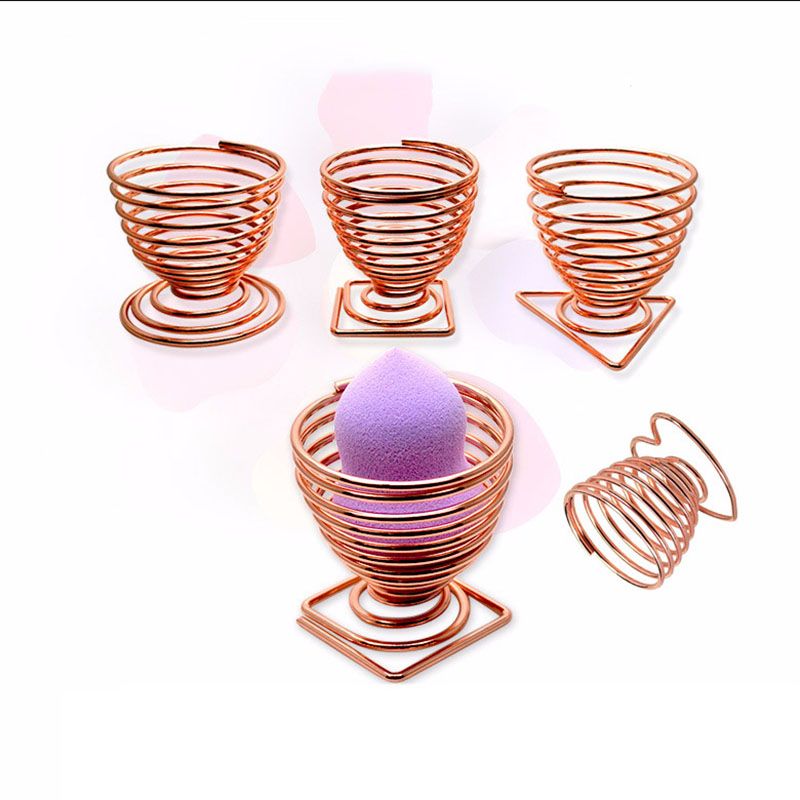 1PC Rosegold Makeup Sponge Holders Cosmetic Puff Display Stand Gourd Shape Sponge Egg Drying Holder Bracket Make up Puff Support