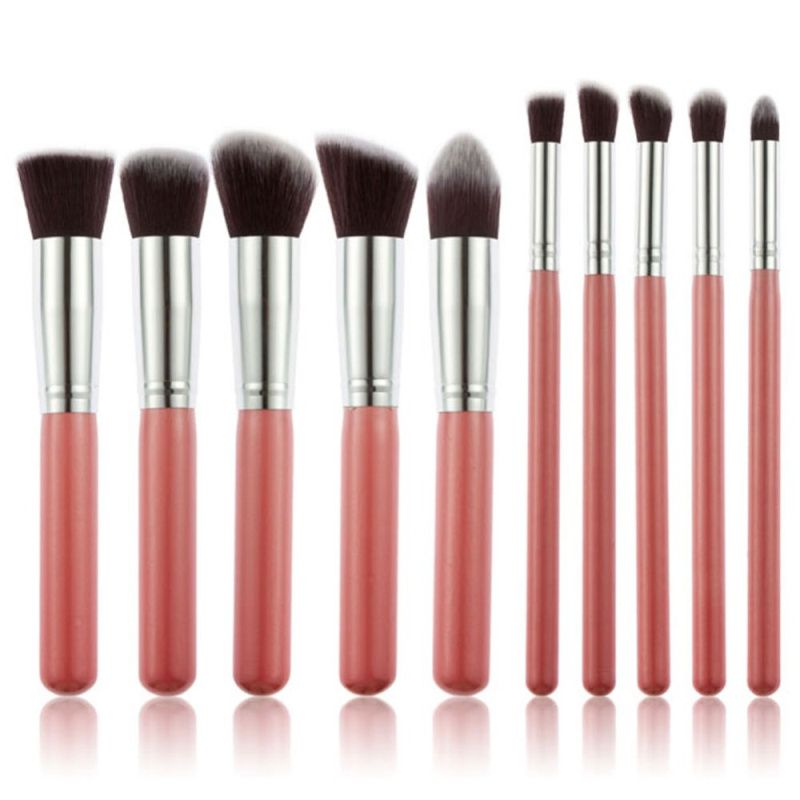 New Arrive 10 pcs Synthetic Kabuki Makeup Brush Set Cosmetics Foundation Blending Blush Makeup Tool