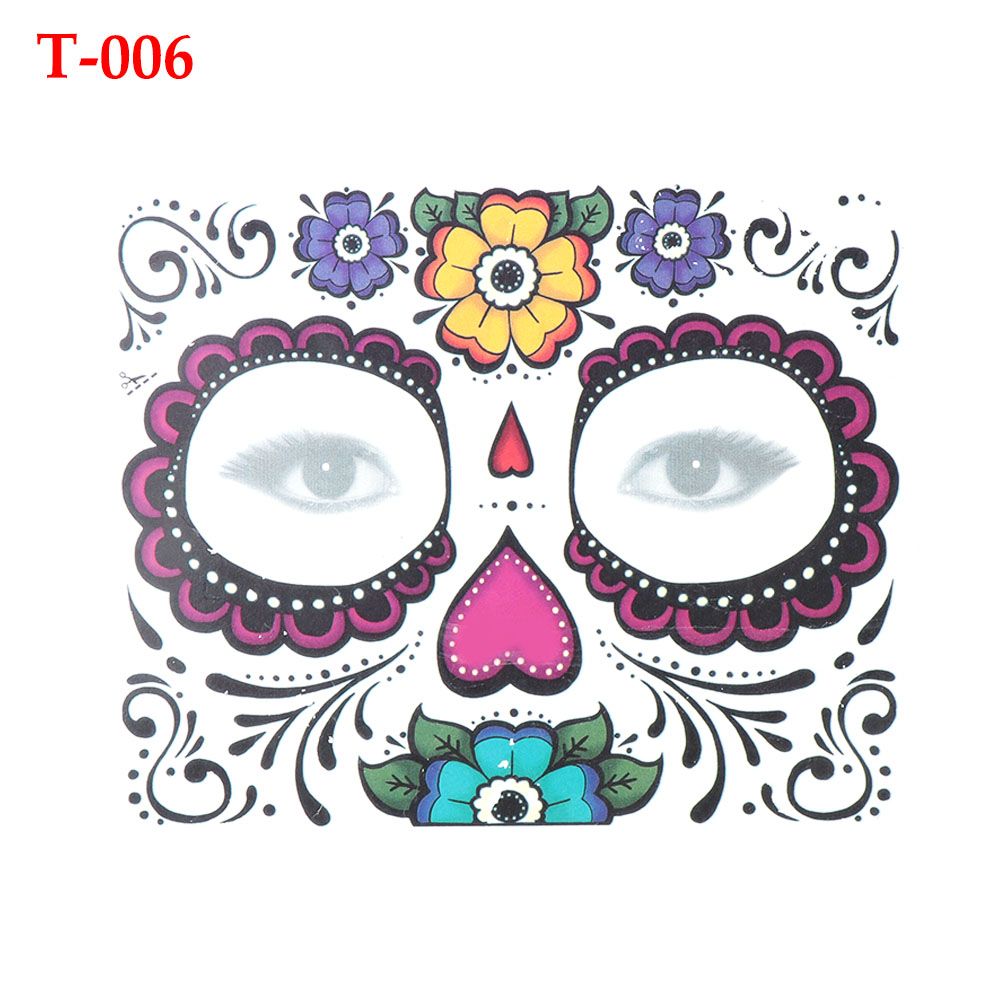 Facial makeup Sticker Special Waterproof Face tattoo Day of The Dead Skull Face dress up Halloween Temporary Tattoo Stickers