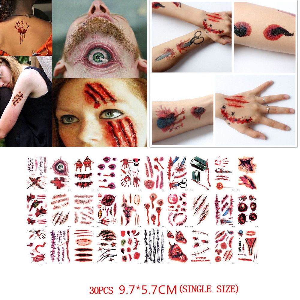 Waterproof Halloween Tattoo Stickers Body Face Vampire Temporary Tattoos Fake Tattoos Sticker