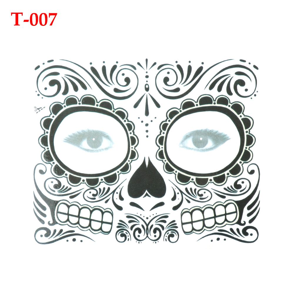 Facial makeup Sticker Special Waterproof Face tattoo Day of The Dead Skull Face dress up Halloween Temporary Tattoo Stickers