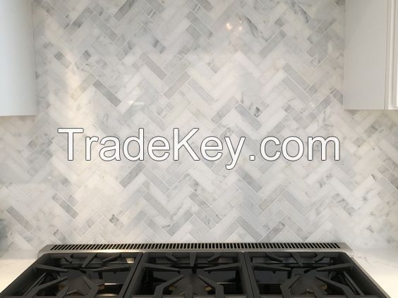 Herringbone marble mosaic 