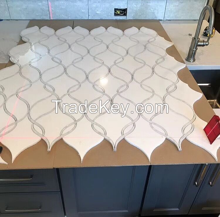 water jet marble mosaic wall tile