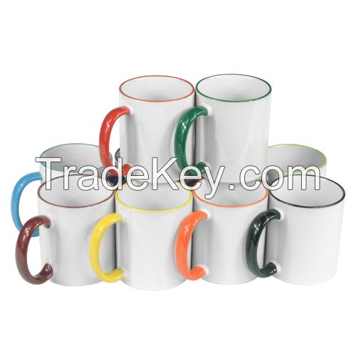 11oz. Ceramic Color Rim Mug