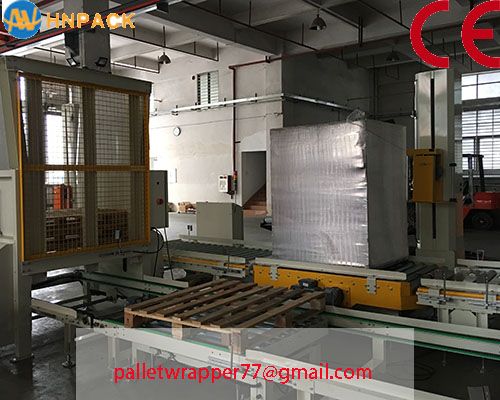 In-line Fully Automatic Power Stretch Pallet Wrapper/Turntable Wooden Pallet Stretch Wrap Wrapping Machine With Stretch Film