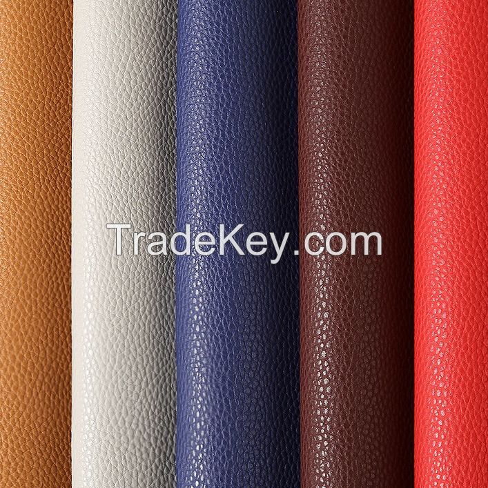 Classic Litchi Pattern OEM new product PUPVC coated synthetic leather for furniture, sofa.