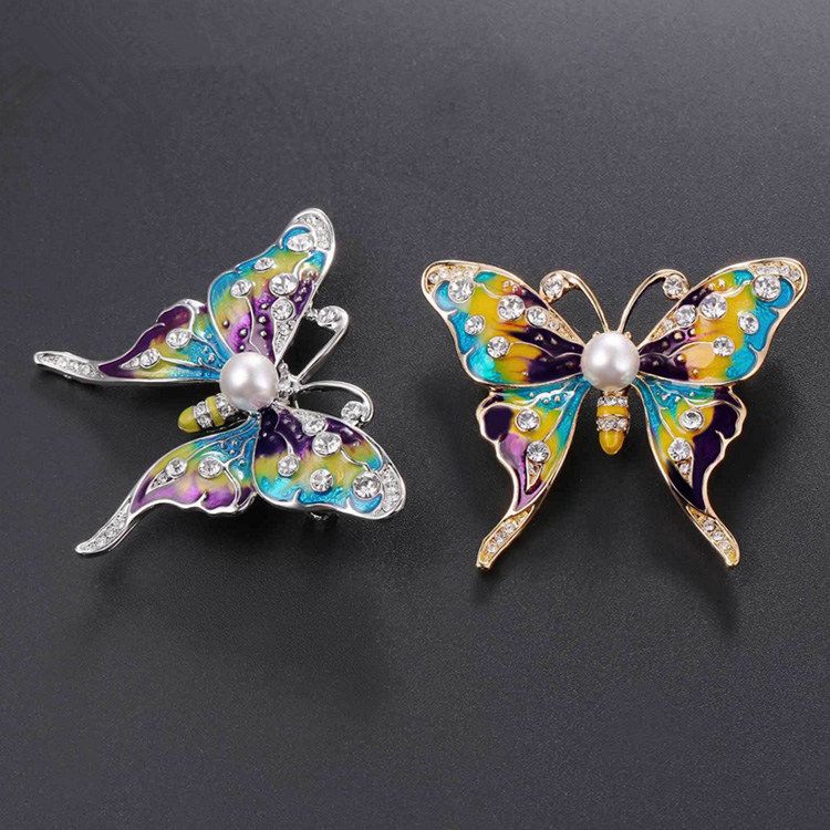 Enamel pins uk vintage enamel butterfly pins with rhinestone