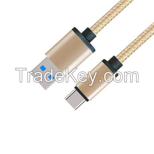 Fashionable Type Metal Case USB 3.0 A Male to USB 3.1 Type C Male Cable with Fabric braided