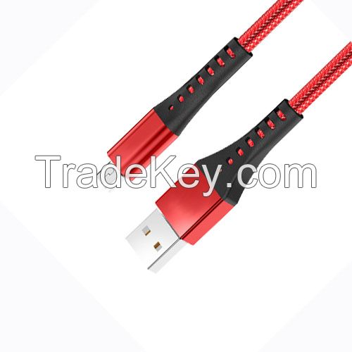 High Quality Long Tail Popular Type Metal Case USB to Micro USB Cable with Fabric Braided