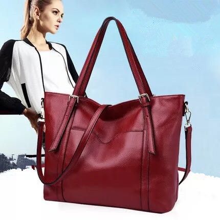 women genuine leather top handle satchel daily work tote shoulder bag large capacity.