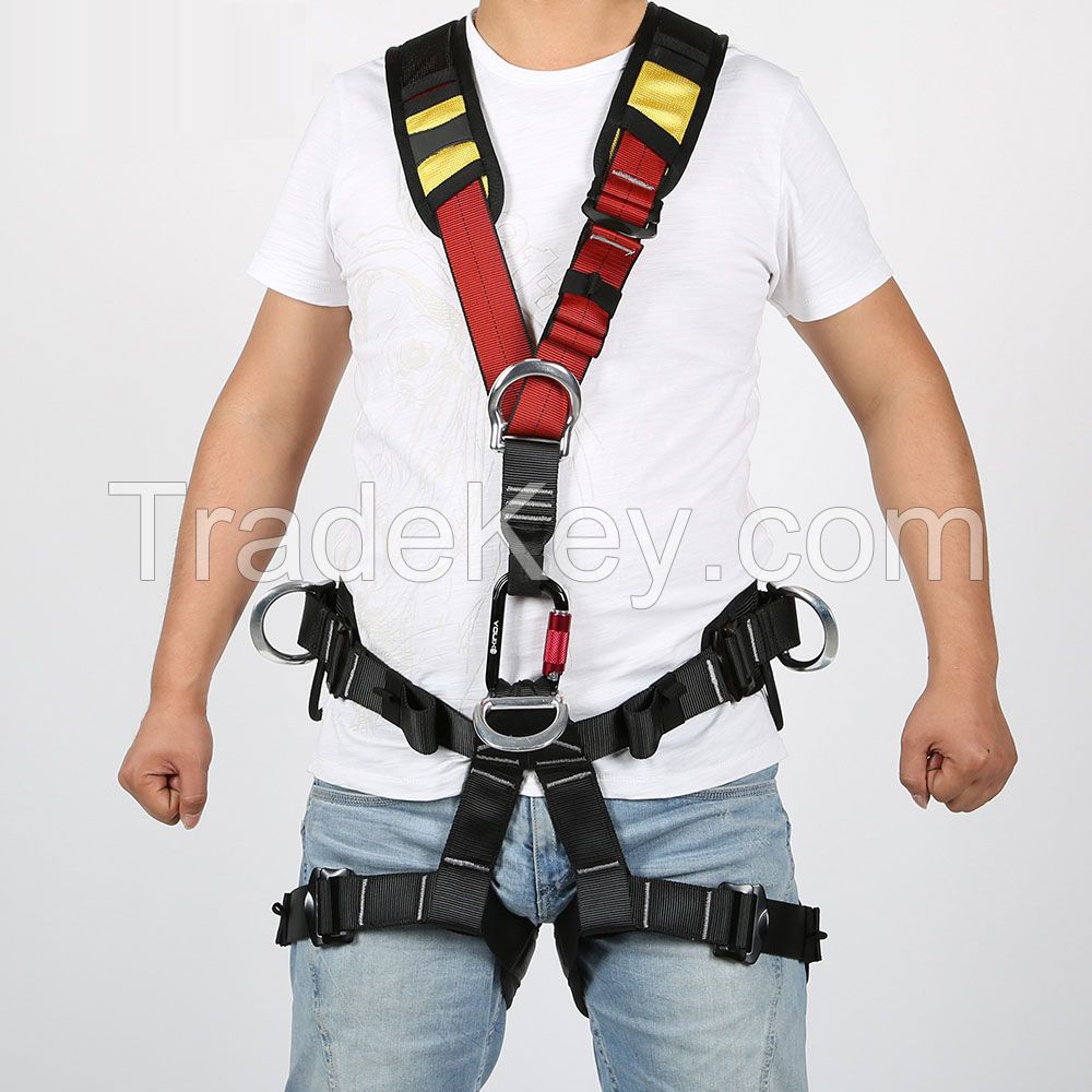 construction vest style full body harness black red yellow