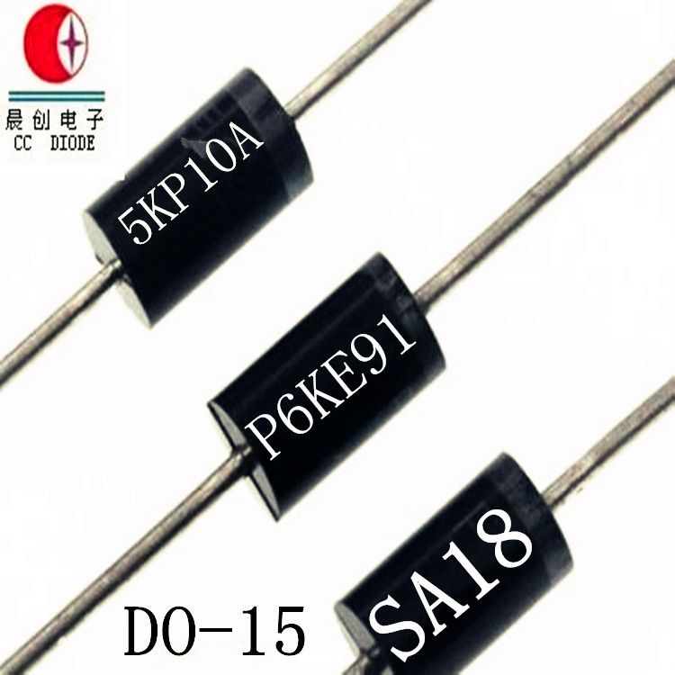 Free Samples 600W 6.8-550V TVS GPP Chip Rectifier Diode P6KE6.8 thru 550CA DO-15 Case