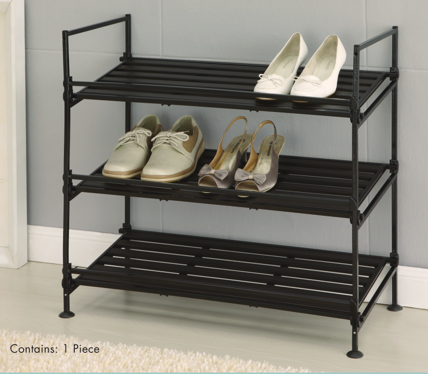 2 Tier Stackable Metal Tubular Shoe Rack