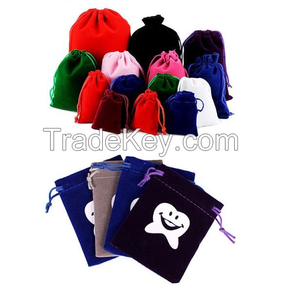 Printing Velvet Drawstring Pouch Bag