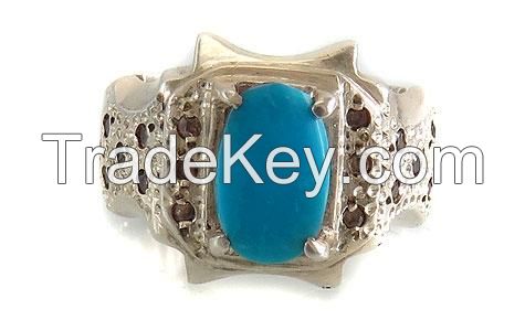 Silver ring turquoise Nishapuri high quality