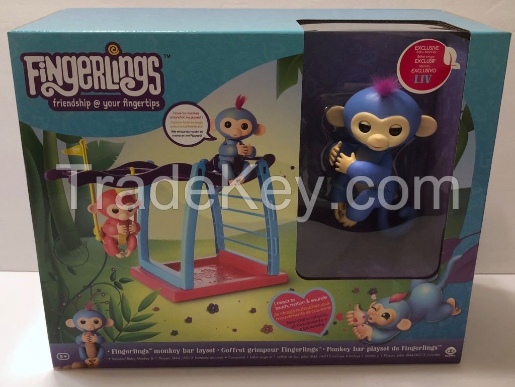 Authentic Wowwee Fingerlings Monkey Bar Playset w Liv Baby Monkey