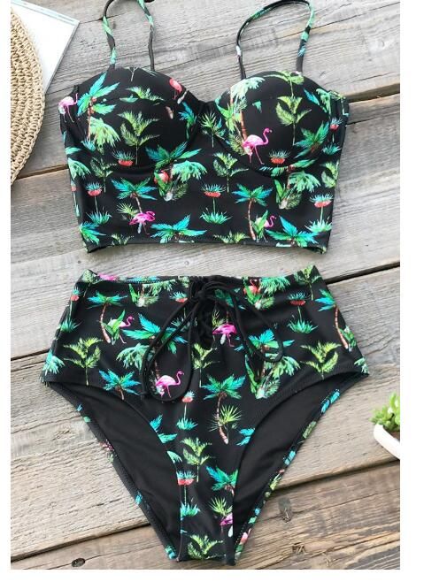 Flamingo palm tree bikini