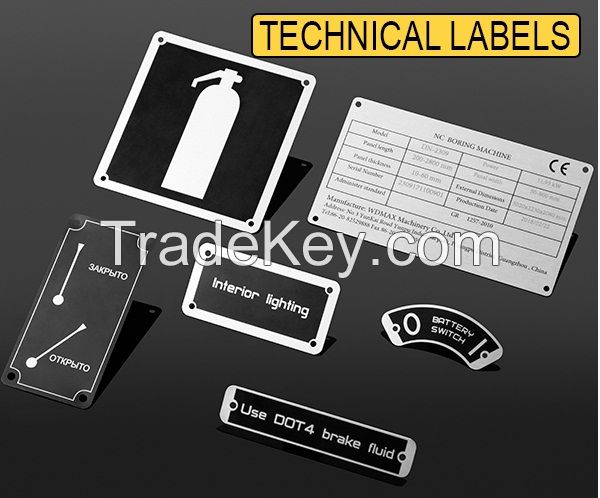 Anodized aluminum technical labels