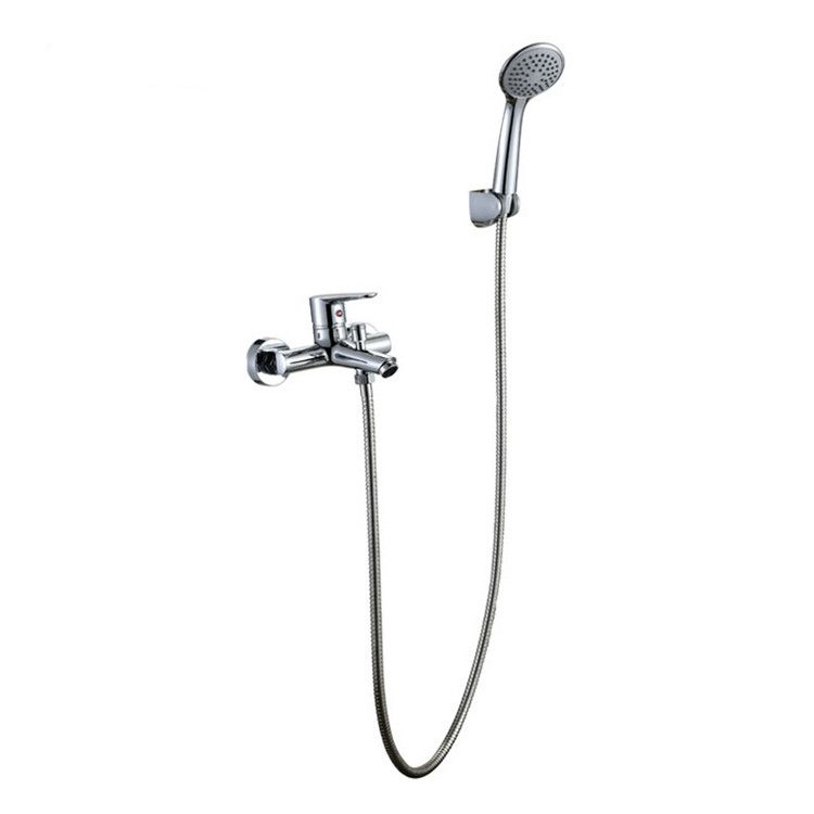 Wall-mounted bathroom chrome plated brass body hand held rain shower mixer set 